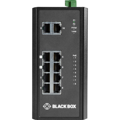 Black Box Industrial (8) 10/100/1000 PoE + (2) Gigabit Ethernet Switch