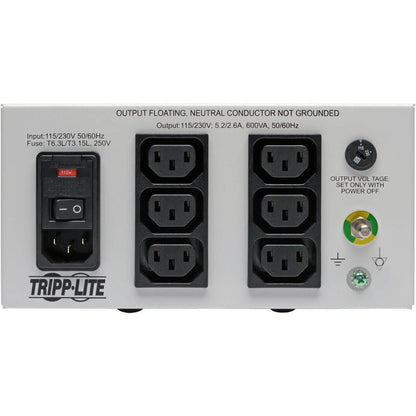 Tripp Lite Isolation Transformer Hospital Dual-Voltage 115/230V 600W 6 C13