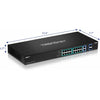 TRENDnet 18-Port Gigabit High Power Poe+ Switch; 16 X Gigabit Poe+ Ports; 2 X Shared Gigabit Ports; 36Gbps Switching Capacity; 440W PoE Power Budget; TPE-TG182F