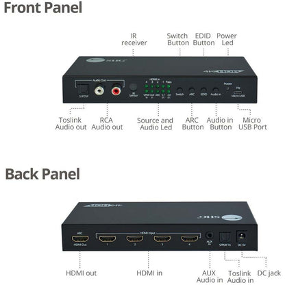 4x1 HDMI 2.0 4K 60Hz Switch with ARC & Audio Extractor