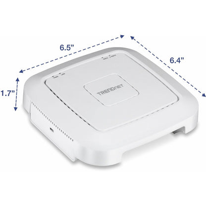 TRENDnet AC1200 Dual Band PoE Indoor Access Point, MU-MIMO, 867 Mbps WiFi AC, 300 Mbps WiFi N Bands, Client Bridge, Repeater Modes, Gigabit PoE LAN Port, Captive Portal For Hotspot, White, TEW-821DAP