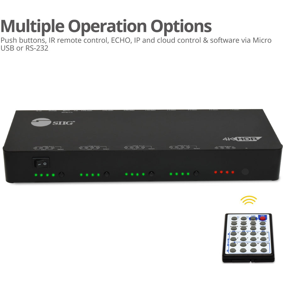 SIIG 4x4 HDMI 2.0 4K HDR Matrix Switch with Cloud Control