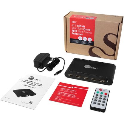 SIIG 4x1 HDMI Seamless Quad-Split Multi-Viewer Switcher