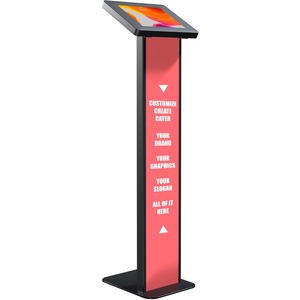 CTA Digital Customizable Premium Locking Floor Stand Kiosk with Graphic Card Slot for branding for 10.2-in iPad 7th, 8th Gen & More (Black)