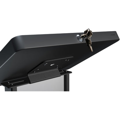 CTA Digital Customizable Premium Locking Floor Stand Kiosk with Graphic Card Slot for branding for 10.2-in iPad 7th, 8th Gen & More (Black)