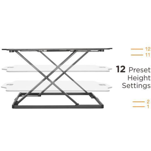 Amer Mounts Ultra Slim Height Adjustable Standing Desk- White Finish