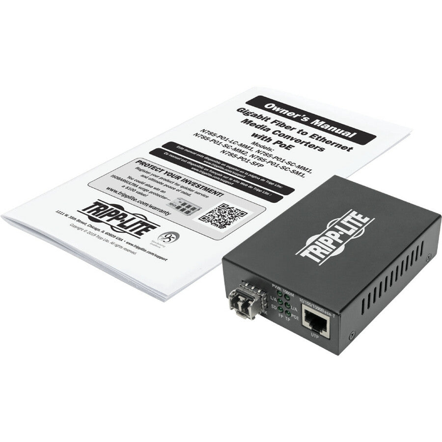 Tripp Lite LC Multimode Fiber to Gbe Media Converter POE+ 10/100/1000 550M