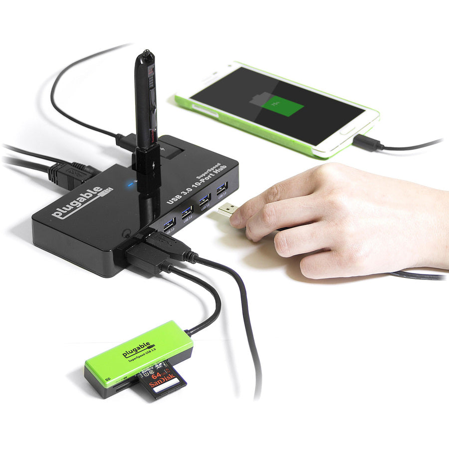Plugable USB 2.0 7-Port Hub with 60W Power Adapter