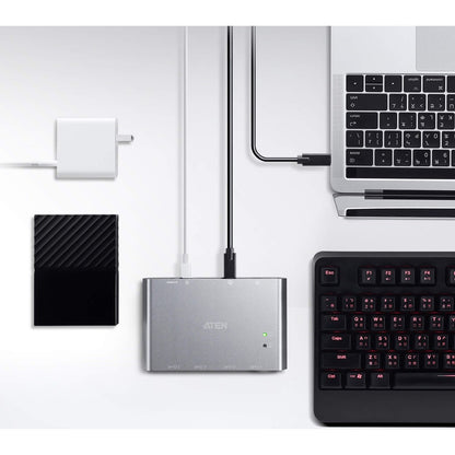 ATEN 2-Port USB-C Gen 2 Sharing Switch with Power Pass-through