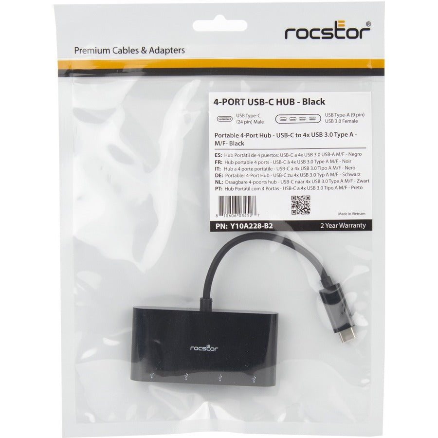 Rocstor Premium Portable 4 Port Hub