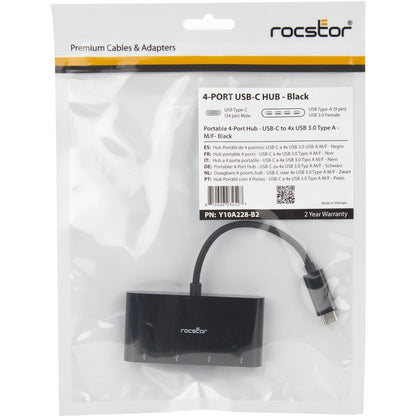 Rocstor Premium Portable 4 Port Hub