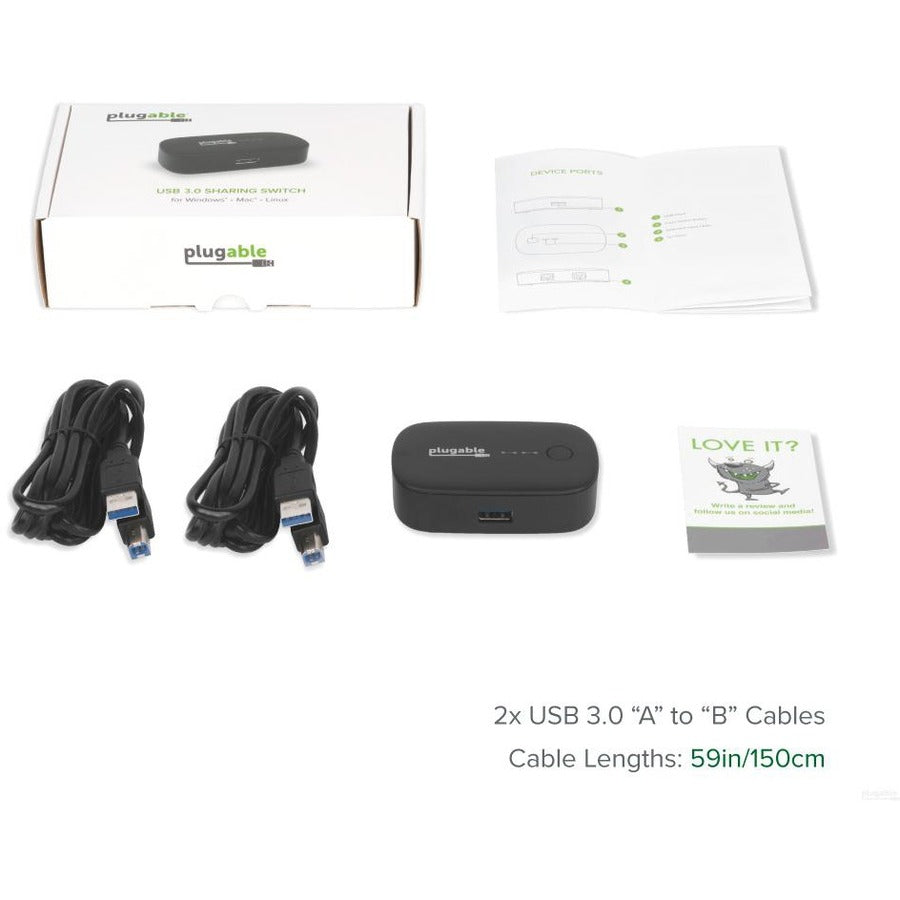 Plugable USB 3.0 Sharing Switch for One-Button Swapping of USB Device or Hub Between Two Computers (A\B Switch)