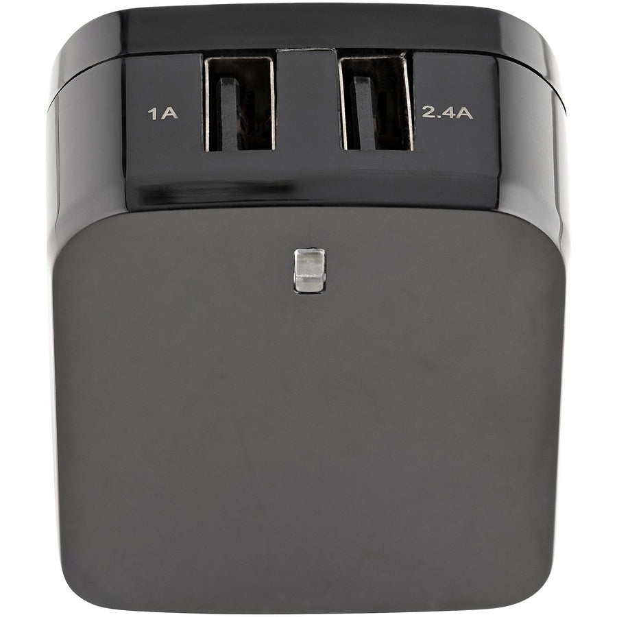 StarTech.com 2 Port USB Wall Charger, 17W Wall Charger Hub (2.4A & 1A port), Dual USB-A Power Adapter, Portable Charger for Phones/Tablets