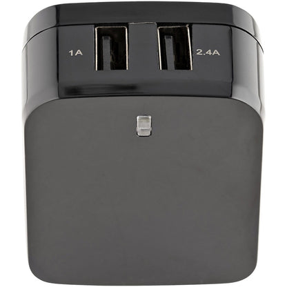 StarTech.com 2 Port USB Wall Charger, 17W Wall Charger Hub (2.4A & 1A port), Dual USB-A Power Adapter, Portable Charger for Phones/Tablets