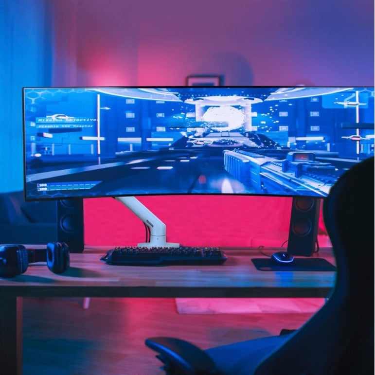 Ergotron Mounting Arm for Monitor, Curved Screen Display, LCD Display - White