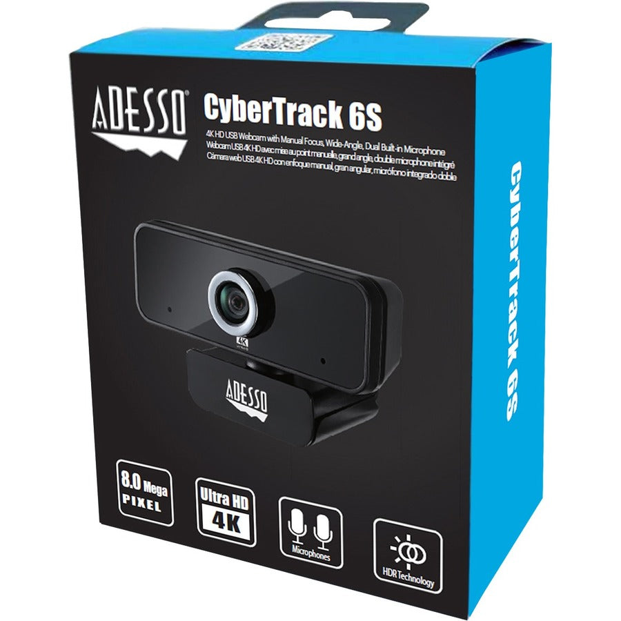 Adesso CyberTrack 6S Webcam - 8 Megapixel - 30 fps - USB 2.0 - TAA Compliant