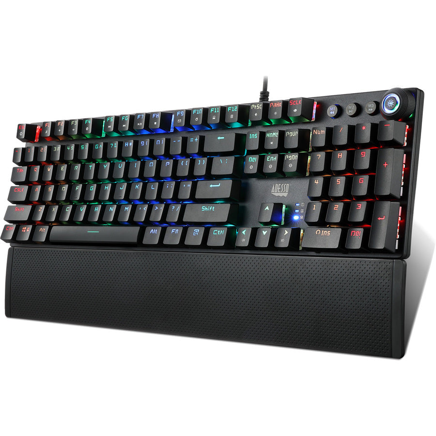 Adesso RGB Programmable Mechanical Gaming Keyboard with Detachable Magnetic Palmrest