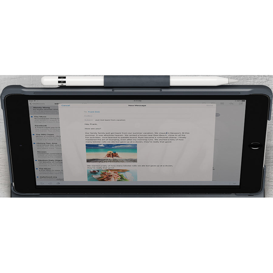Logitech SLIM FOLIO Keyboard/Cover Case (Folio) Apple Pencil, iPad (2018), iPad (2017) - Black