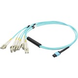 AddOn 1m MPO (Female) to 6xLC (Male) 12-Strand Aqua OM3 Duplex Fiber Fanout Cable