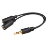 3.5mm Audio Input Male to 2x3.5mm Audio Output Female Black Adapter