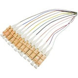 AddOn 1m Splice to LC (Female) 12-Strand MulticoloRed OM1 Fiber Pigtail Cable