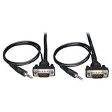 Tripp Lite 3ft SVGA / VGA Coax Monitor Cable Low Profile with Audio and RGB High Resolution HD15 M/M 3'