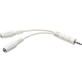 Tripp Lite 6in Mini Stereo Cable Adapter Y Splitter 3.5mm M to 2xF White 6"