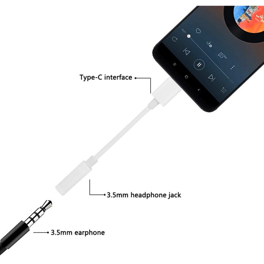 4XEM USB-C Male TO 3.5MM Female Adapter White
