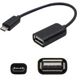 AddOn 5-Pack of 5in Micro-USB 2.0 (B) Male to USB 2.0 (A) Female Black Cables