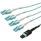 StarTech.com 3m 10 ft MPO / MTP to LC Breakout Cable - Plenum Rated Fiber Optic Cable - OM3 Multimode, 40Gb - Push/Pull-Tab - Aqua Fiber Patch Cable