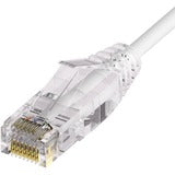 Unirise Clearfit Slim&trade; Cat6A 28AWG Patch Cable, Snagless, White, 2ft