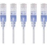 Monoprice 5-Pack, SlimRun Cat6A Ethernet Network Patch Cable, 10ft White