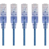 Monoprice 5-Pack, SlimRun Cat6A Ethernet Network Patch Cable, 7ft Blue