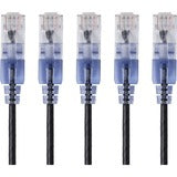 Monoprice 5-Pack, SlimRun Cat6A Ethernet Network Patch Cable, 10ft Black