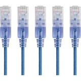 Monoprice 5-Pack, SlimRun Cat6A Ethernet Network Patch Cable, 14ft Blue