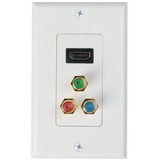 4XEM 1 Port Female HDMI and RCA Audio/Video Wall Plate (White)