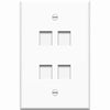 4XEM 4 Port/2 Gang RJ45 Cat5/Cat6 Ethernet Wall Plate (White)