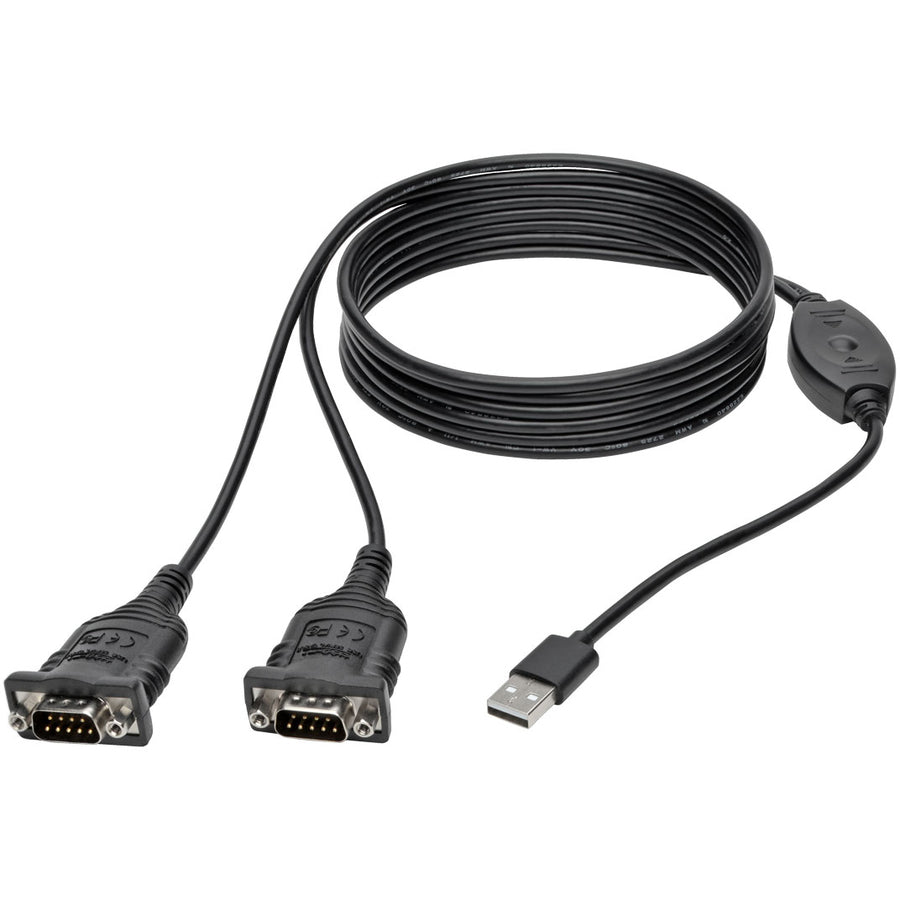 Tripp Lite 2-Port USB to DB9 Serial FTDI Adapter Cable with COM Retention (M/M), 6 ft