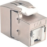 Tripp Lite Shielded Cat6a Keystone Jack with Dust Shutter, 180-Degree , Toolless