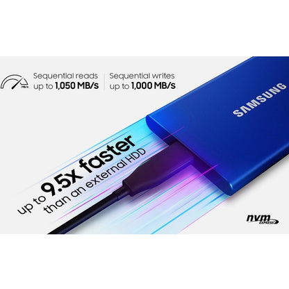 Samsung T7 MU-PC2T0H/AM 2 TB Portable Solid State Drive - External - PCI Express NVMe - Indigo Blue
