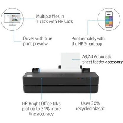 HP Designjet T200 T230 Inkjet Large Format Printer - 24" Print Width - Color