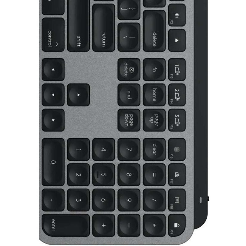 Logitech MX Keys Advanced Wireless Illuminated Keyboard for Mac, Tactile Responsive Typing, Backlighting, Bluetooth, USB-C, Apple macOS, Metal Build, Space Gray