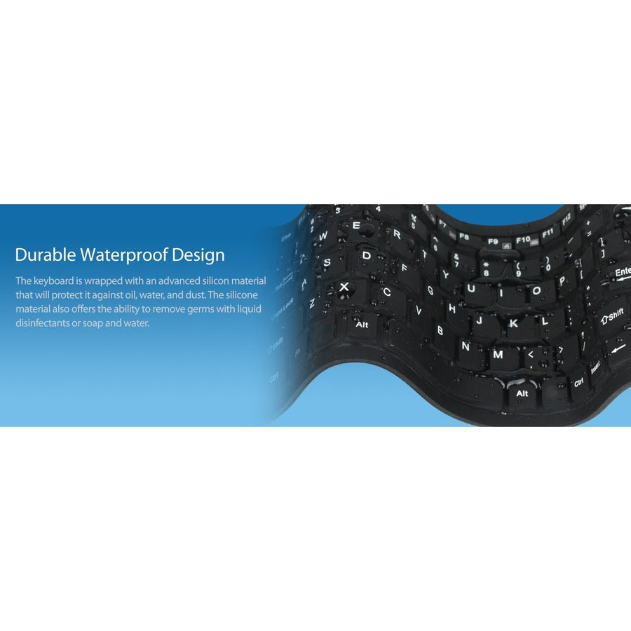 Adesso Antimicrobial Waterproof Flex Keyboard (Compact Size)
