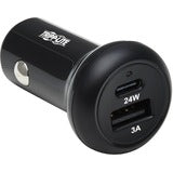 Tripp Lite USB Car Charger Dual-Port 24W Charging USB C USB-A QC 3.0 Black