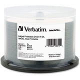 Verbatim DVD+R DL 8.5GB 8X DataLifePlus White InkJet Printable, Hub Printable - 50pk Spindle