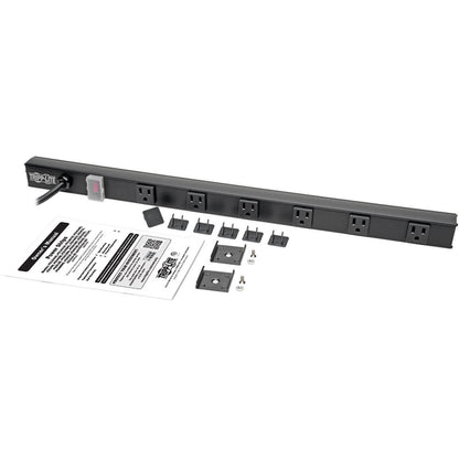 Tripp Lite Power Strip Right-Angle 5-15R 6 Outlet 8ft Cord 5-15P 24in Black