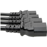 Tripp Lite Y Splitter Computer Power Cord 10A 18AWG C14 to 4xC13 Black 18in