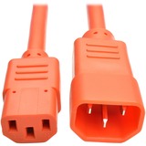 Tripp Lite 2ft Heavy Duty Power Extension Cord 15A 14 AWG C14 C13 Orange 2'