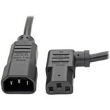 Tripp Lite 2ft Computer Cord Extension Cable C14 to Left Angle C13 10A 18AWG 2'