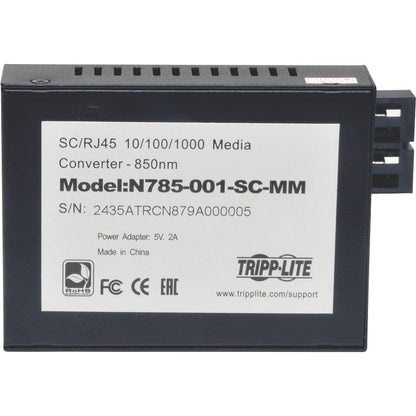 Tripp Lite SC Multimode Fiber Media Converter Gigabit 10/100/1000 RJ45 550M 850nm